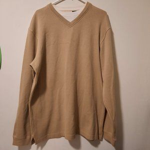 Junktion West 100% Cotton Long Sleeve  Shirt Size L  Tan with White collar